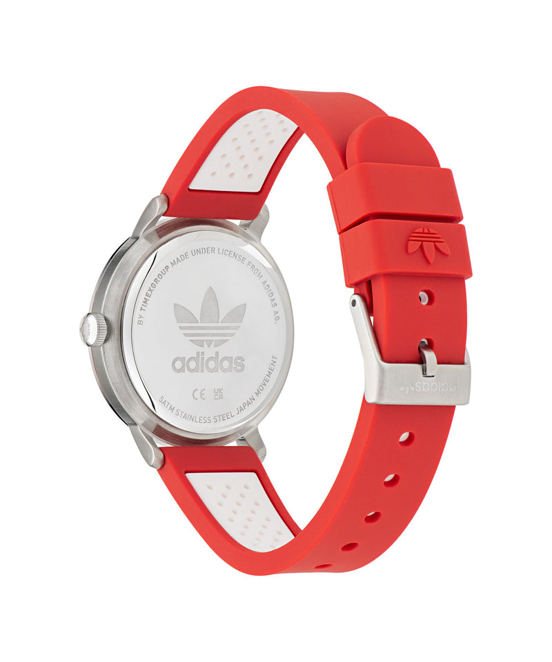 Adidas Code One 38mm White Dial Red Silicone Strap Watch AOSY23024