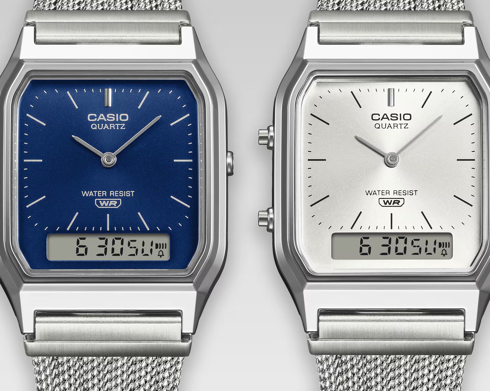 Casio Classic Vintage Stainless Steel Mesh Band Silver Dial Watch AQ230EM-7A