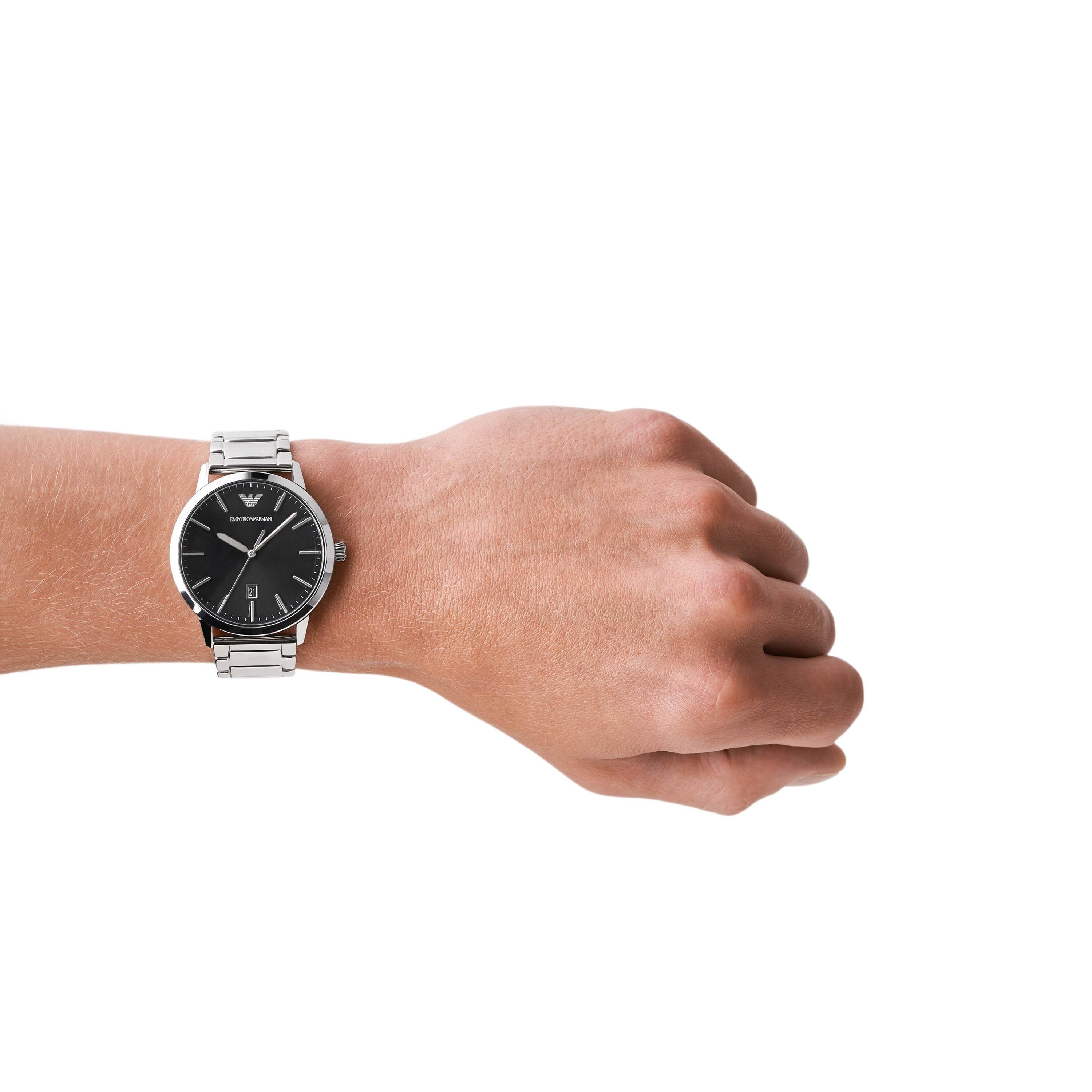 Emporio Armani Black Dial Silver Stainless Steel Watch AR11310