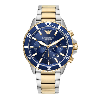 Emporio Armani Elegance Blue Dial Dual-Tone Chronograph Watch AR11362