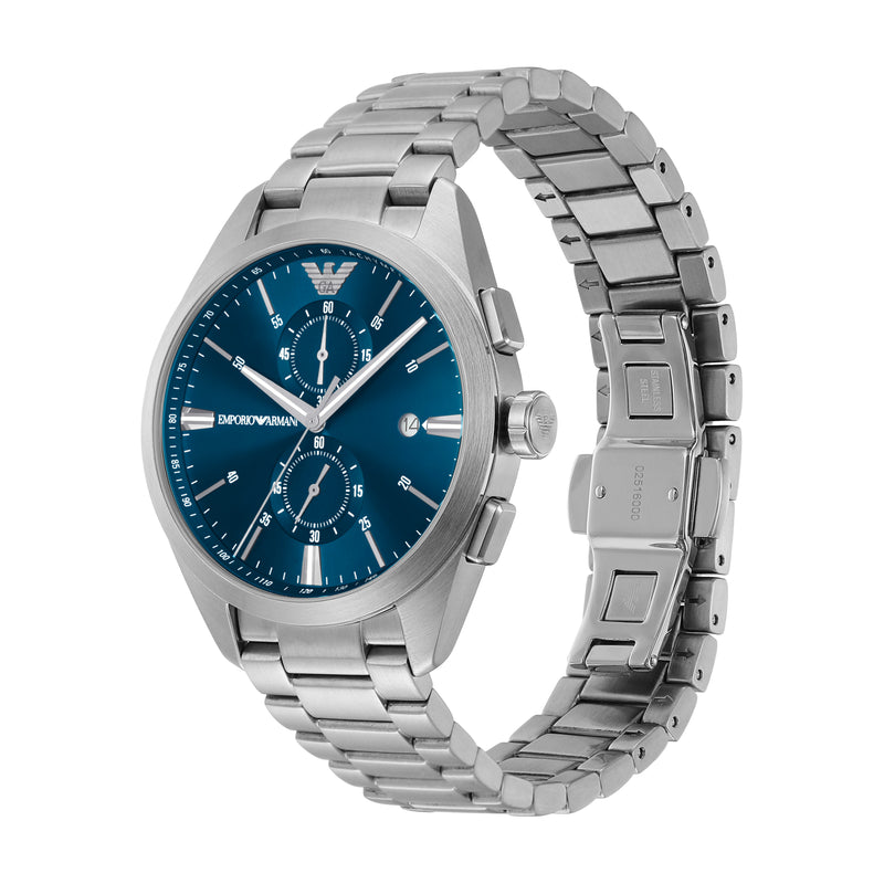 Emporio Armani Stainless Steel Blue Dial Chronograph Men's Watch AR11541