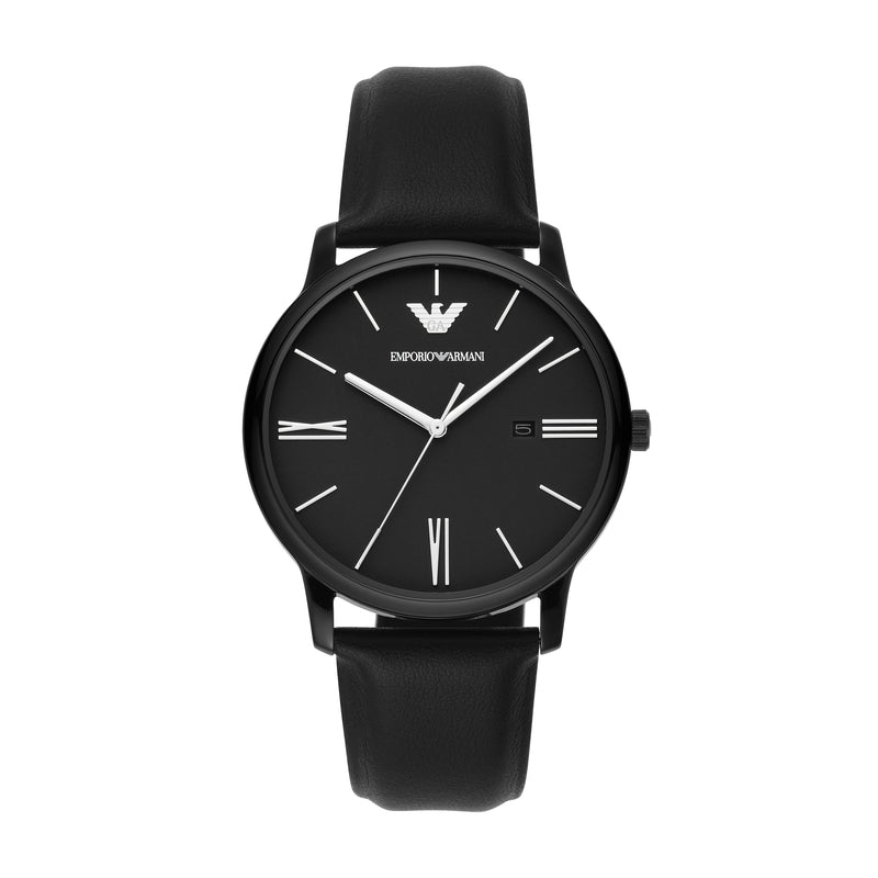 Emporio Armani Black Leather Strap Timeless Classic Watch AR11573