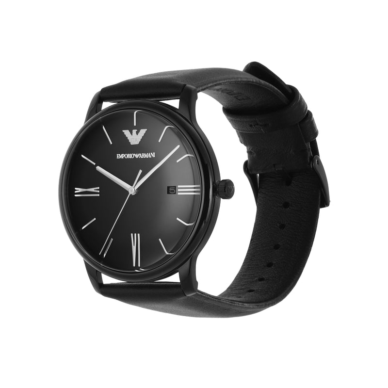 Emporio Armani Black Leather Strap Timeless Classic Watch AR11573