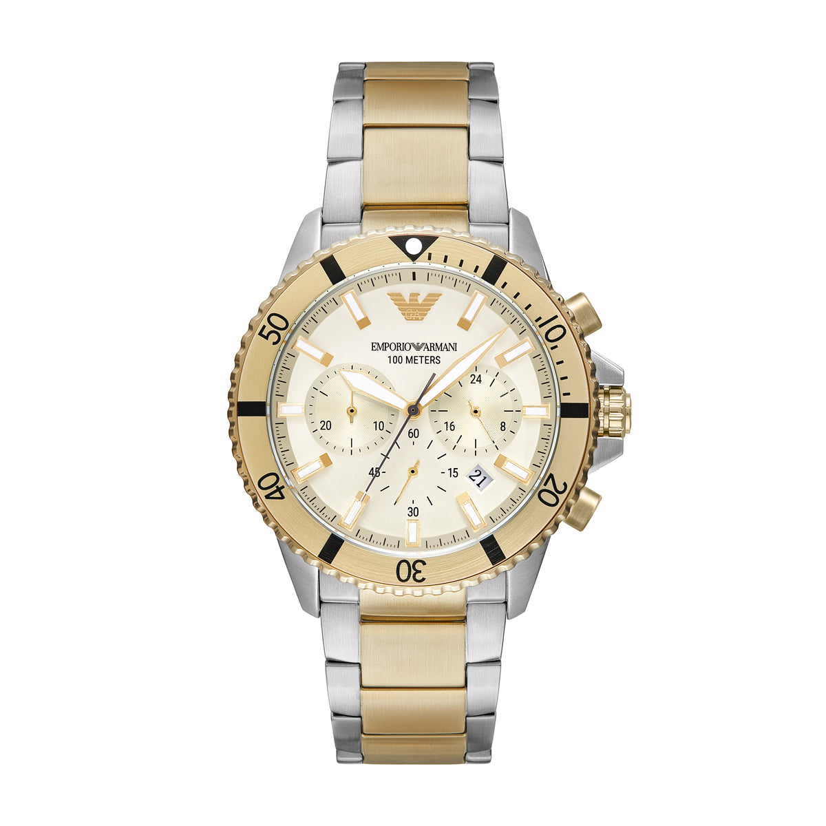 Armani watch . Silver with tan interior inside the watch EMPORIO ARMANI Automatic Silver White Skeleton Dial Men main image 3