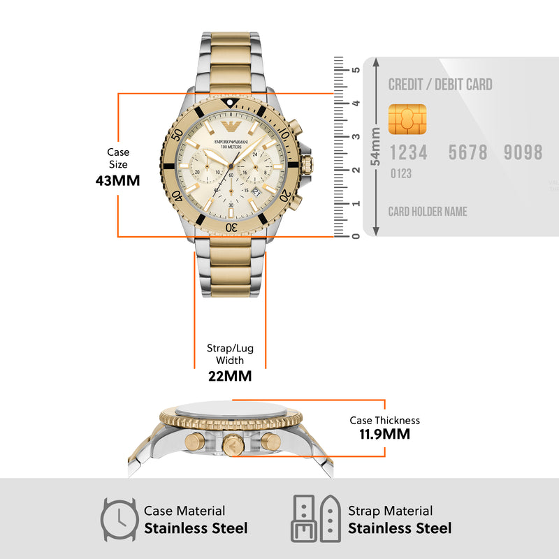 Emporio Armani Luxury Two-Tone Chronograph Watch AR11606