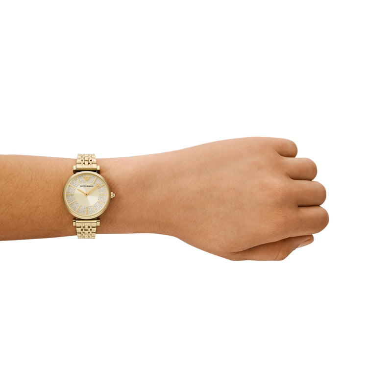 Emporio Armani Ladies Gold Watch Cream Dial Stainless Steel AR11608