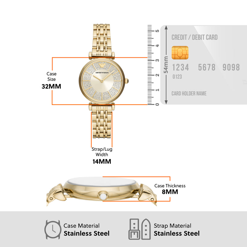 Emporio Armani Ladies Gold Watch Cream Dial Stainless Steel AR11608