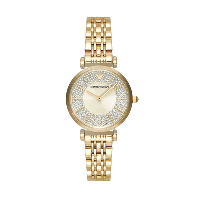 Emporio Armani Ladies Gold Watch Cream Dial Stainless Steel AR11608