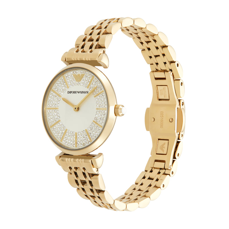 Emporio Armani Ladies Gold Watch Cream Dial Stainless Steel AR11608