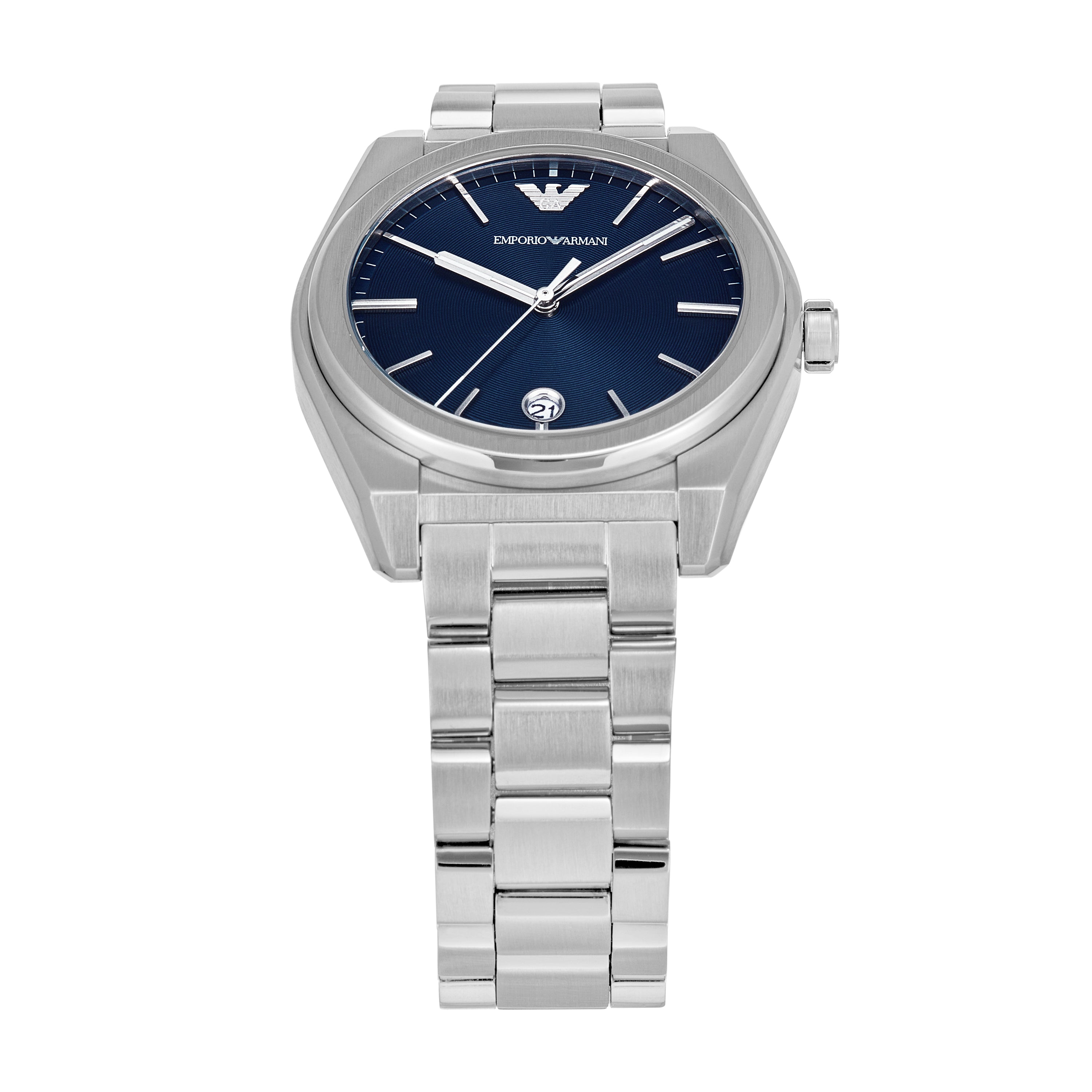 Emporio Armani Three-Hand Date Blue Dial Stainless Steel Watch AR11620