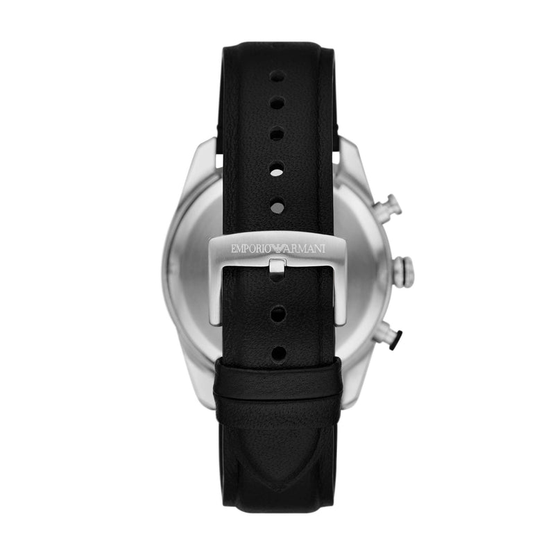 Emporio Armani Black Leather Chronograph Wristwatch AR11635