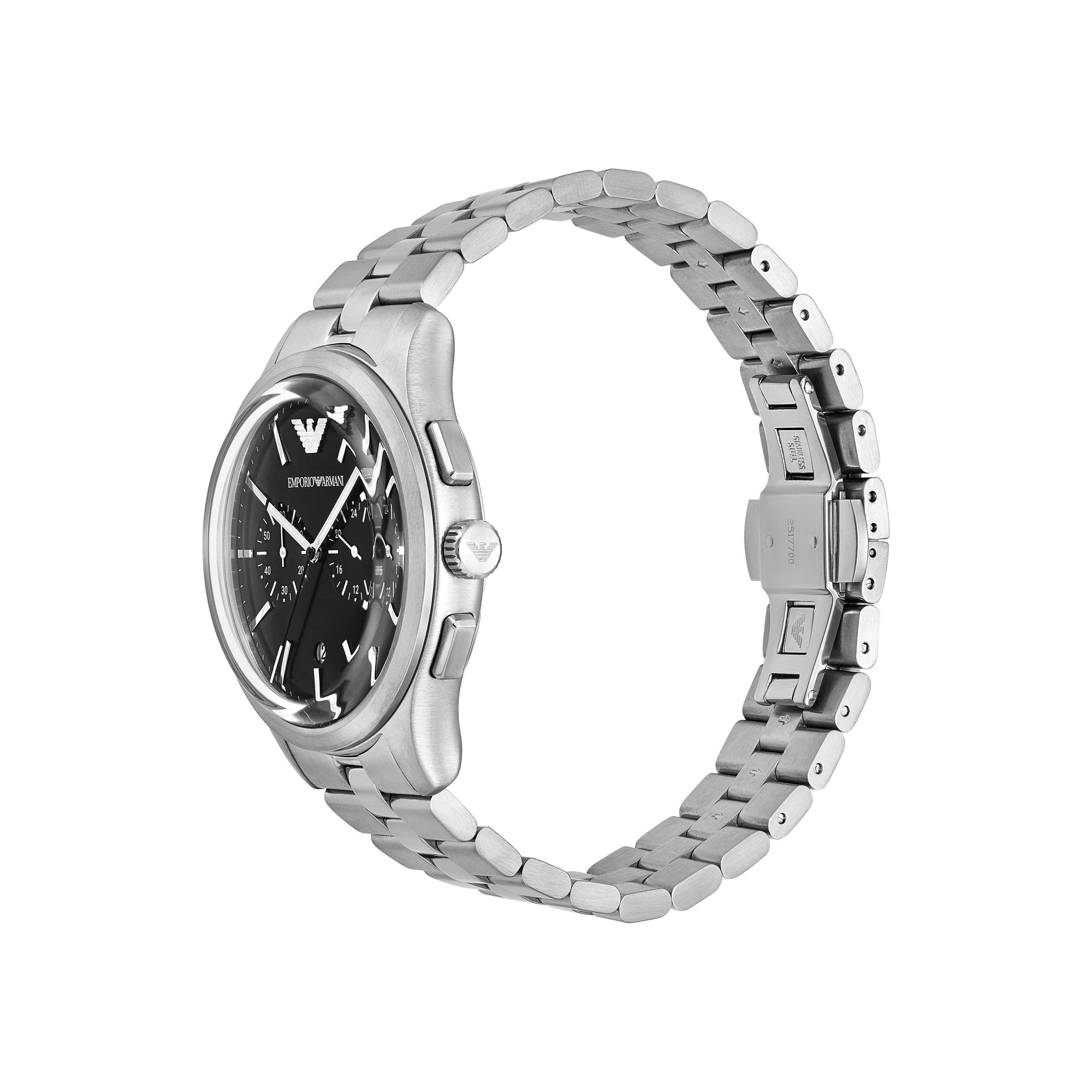 Emporio Armani Black Dial Silver Stainless Steel Watch AR11691