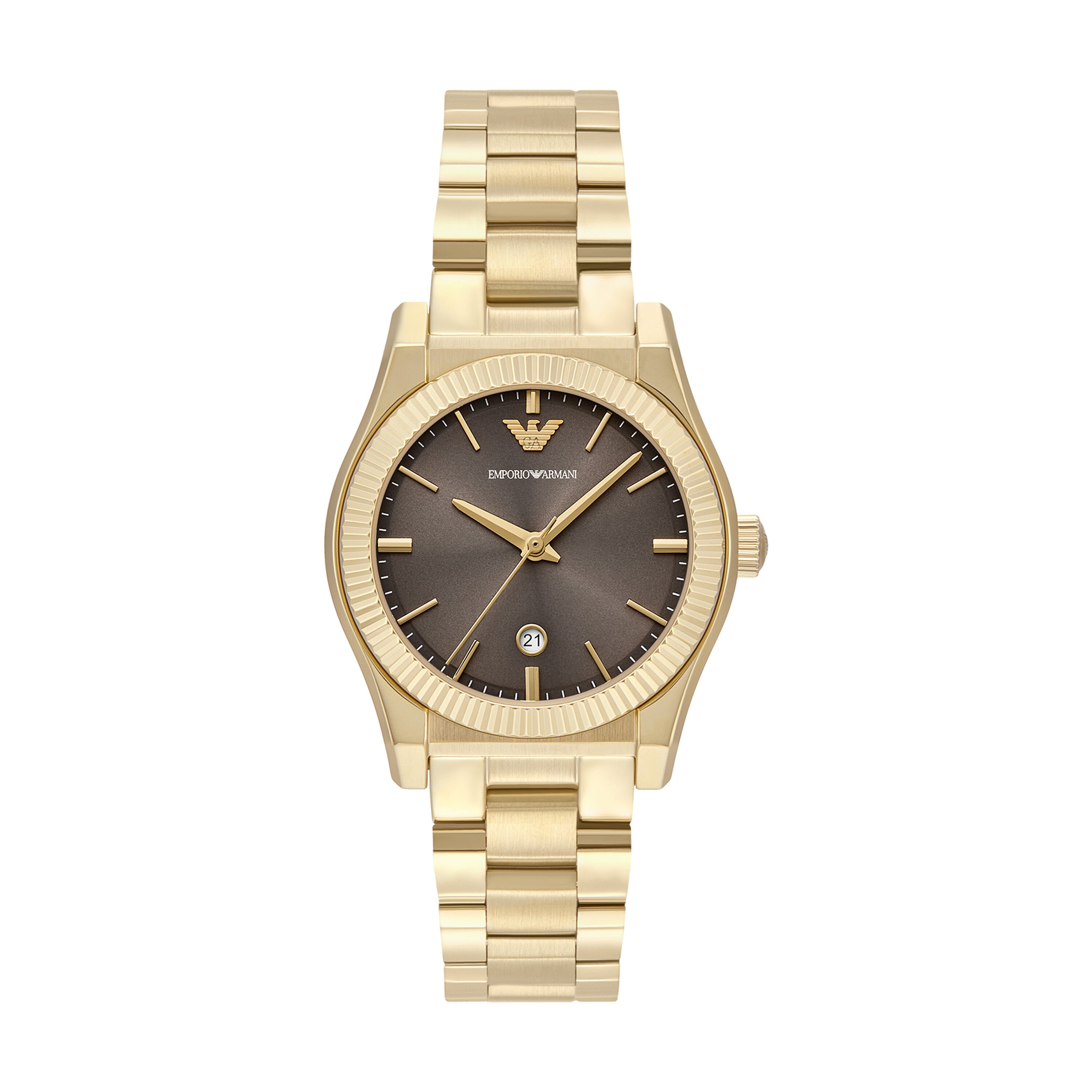 Armani Gold Tone Stainless Steel Brown Dial Watch AR11700