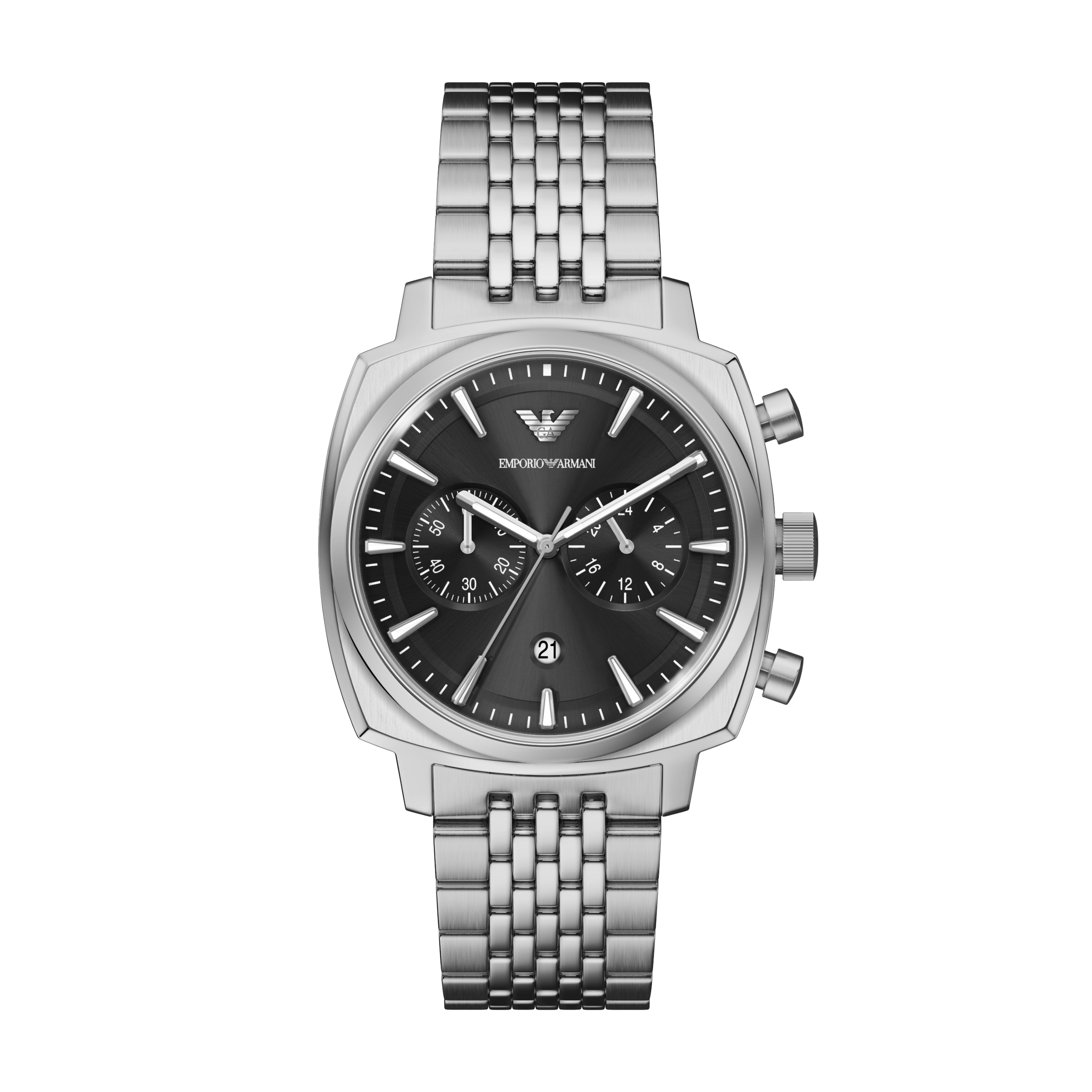 Emporio Armani Black Dial Stainless Steel Silver Watch AR11725