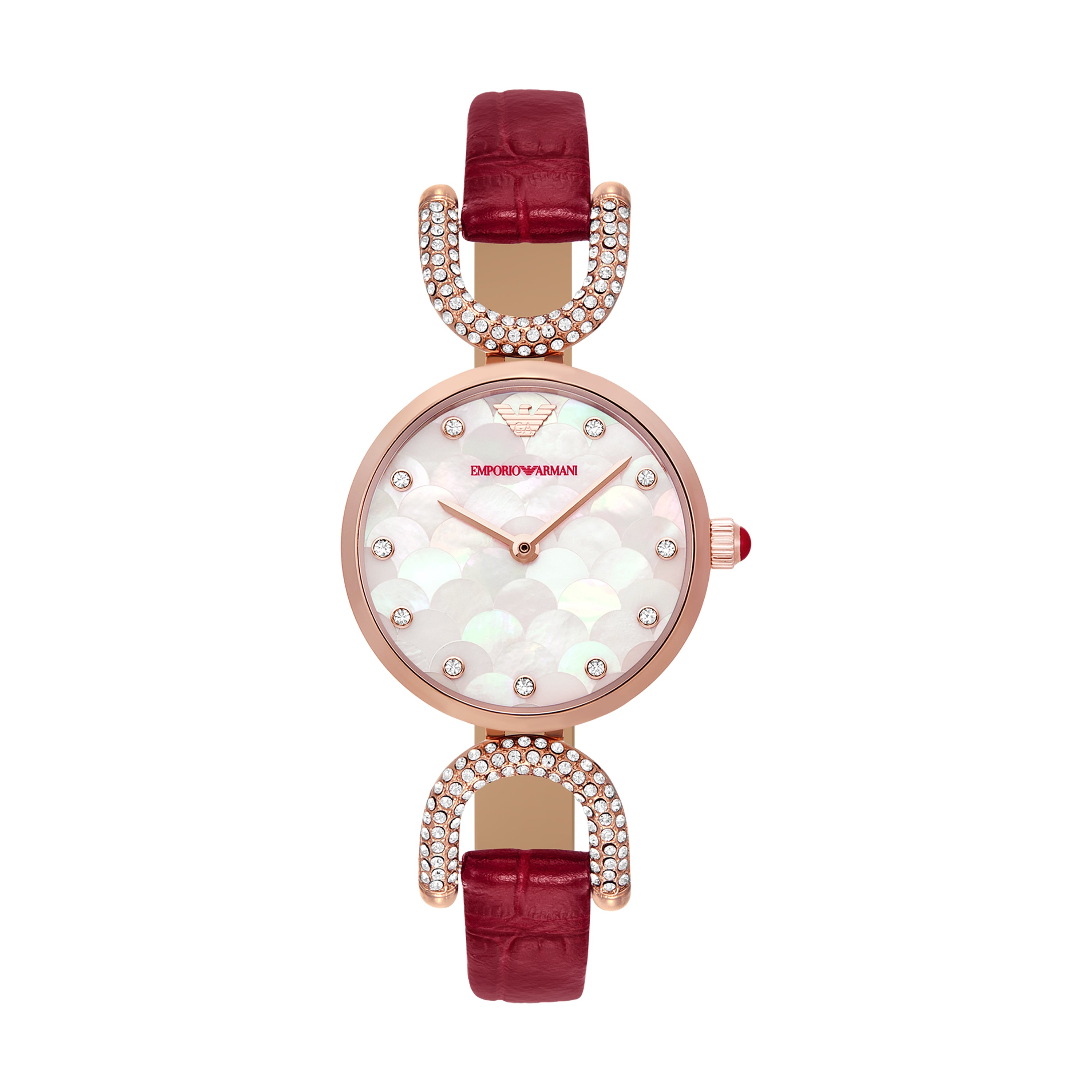 Emporio Armani Analogue Burgundy Leather Strap Watch AR11737