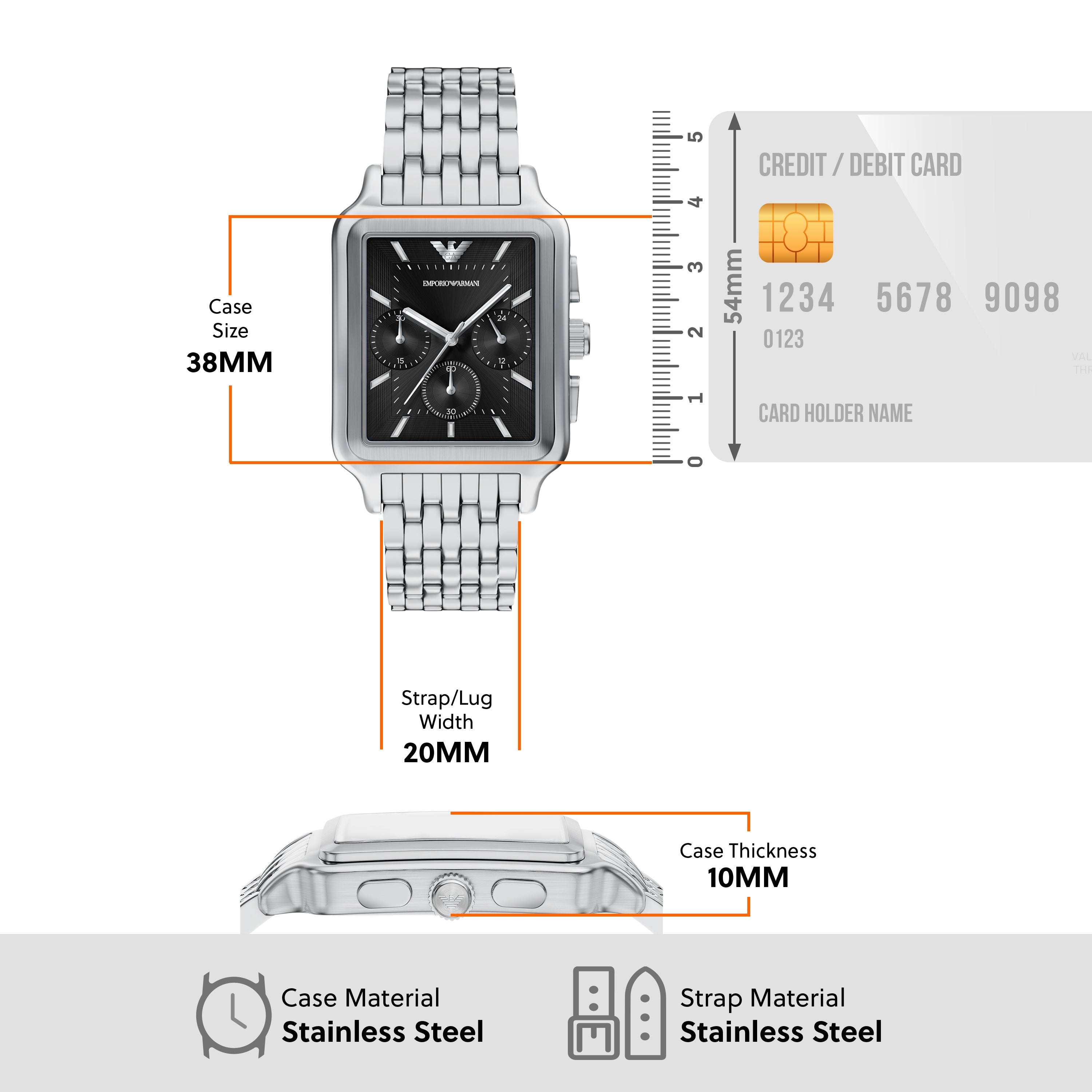 Emporio Armani Black Dial Stainless Steel Watch AR11751