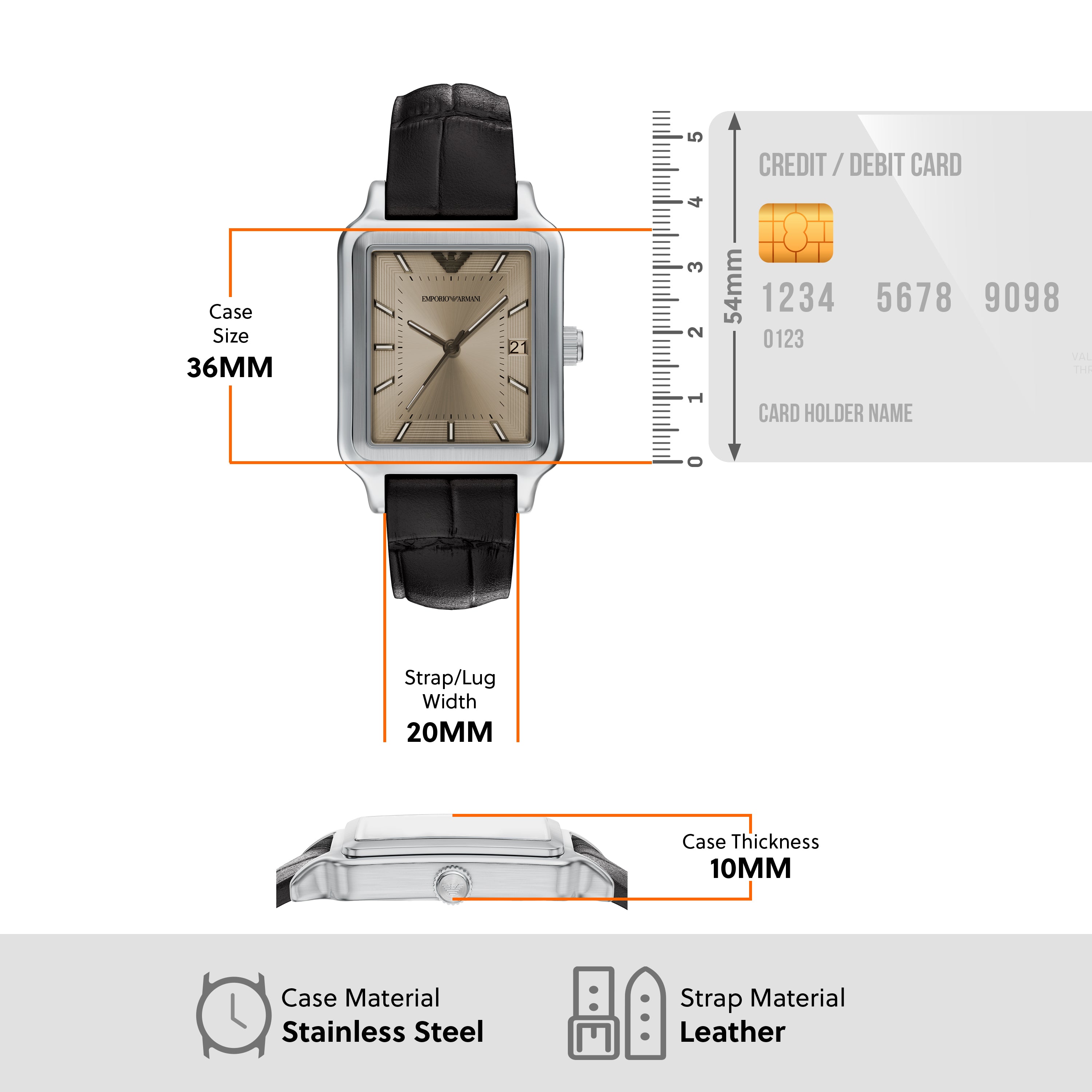 Emporio Armani Silver Dial Brown Leather Strap Watch AR11756