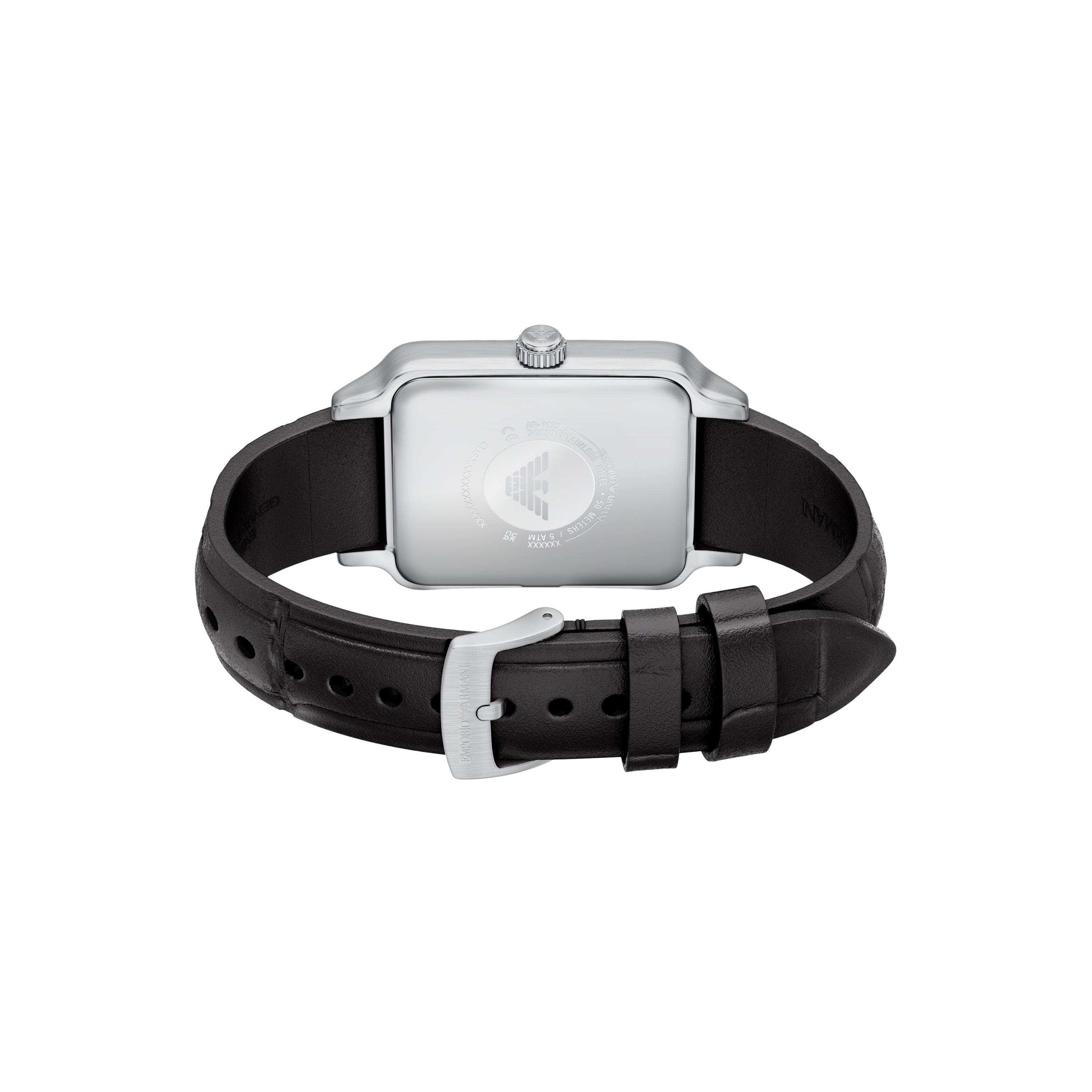 Emporio Armani Silver Dial Brown Leather Strap Watch AR11756