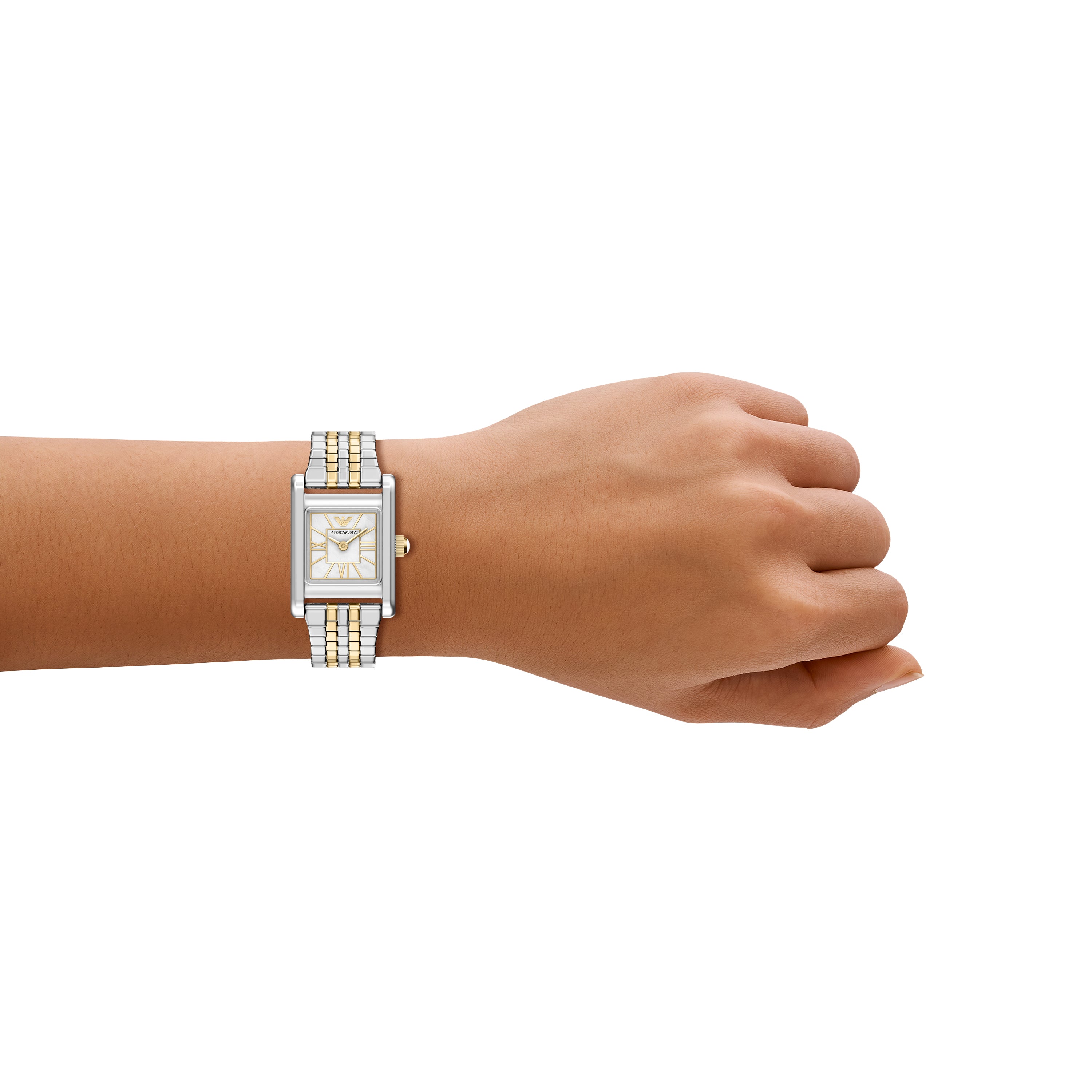 Emporio Armani Two Tone 26mm White Dial Women's Watch AR11763