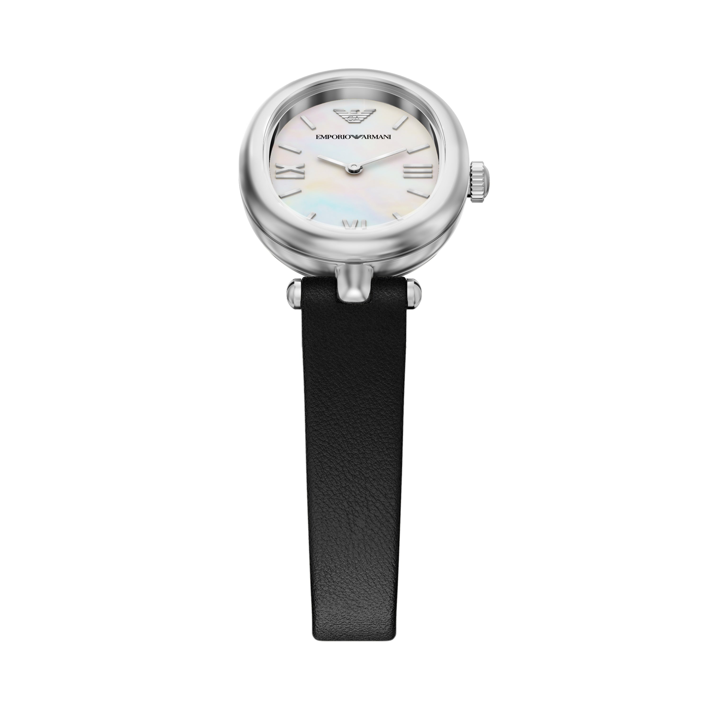 Emporio Armani White Dial Black Leather Strap Watch AR11778