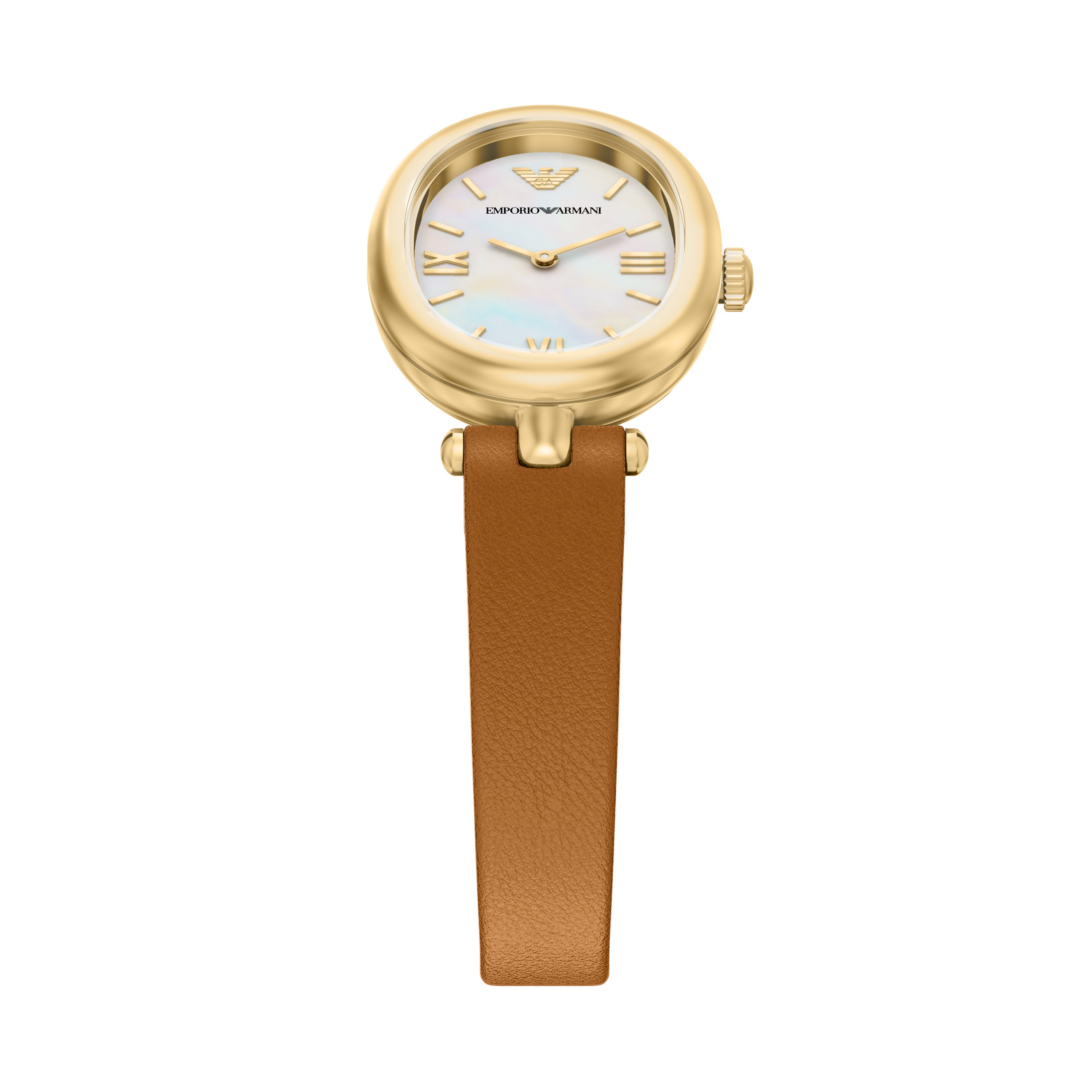 Emporio Armani Mother of Pearl Dial Brown Leather Strap Watch AR11780