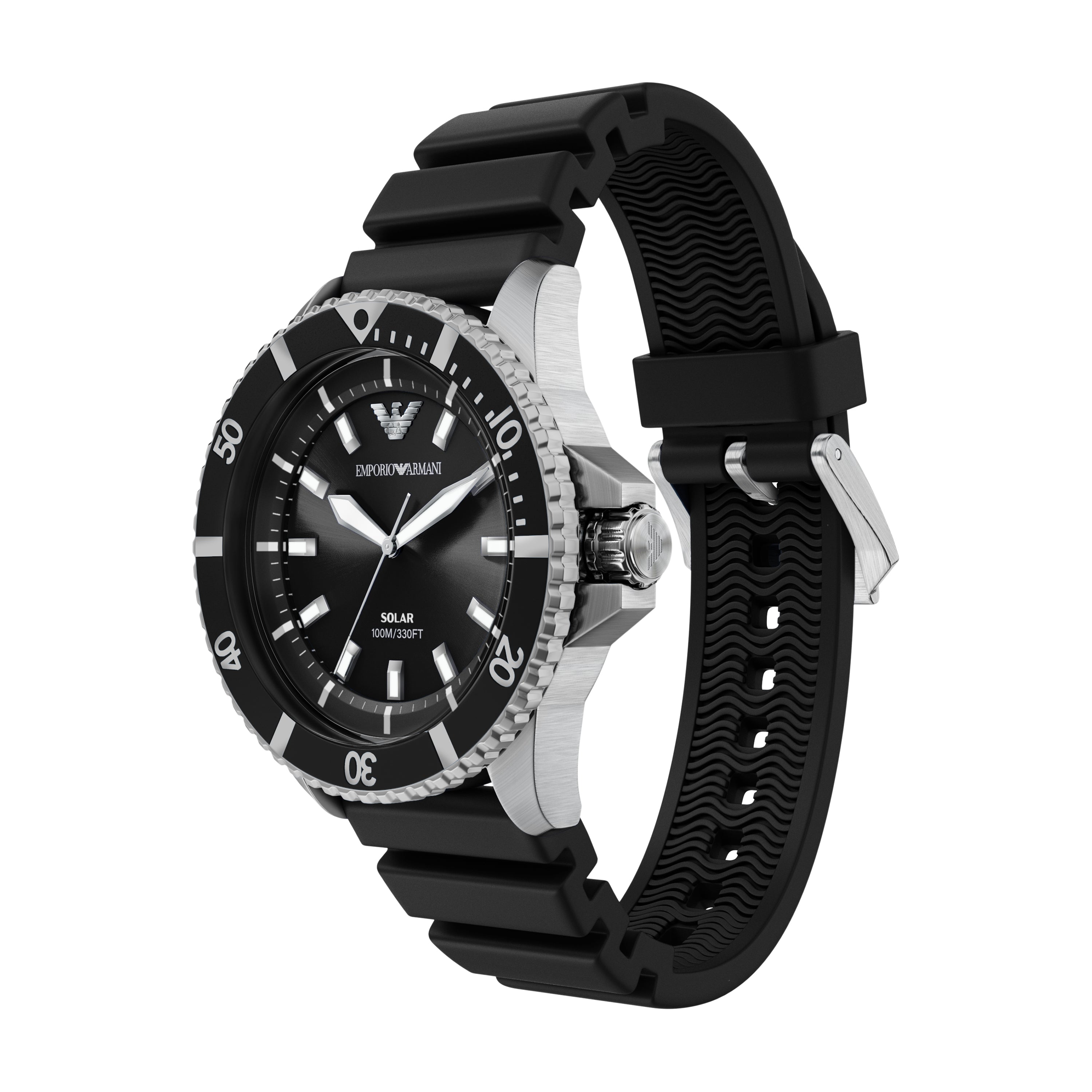 Emporio Armani Black Dial Silicone Strap Watch AR11788