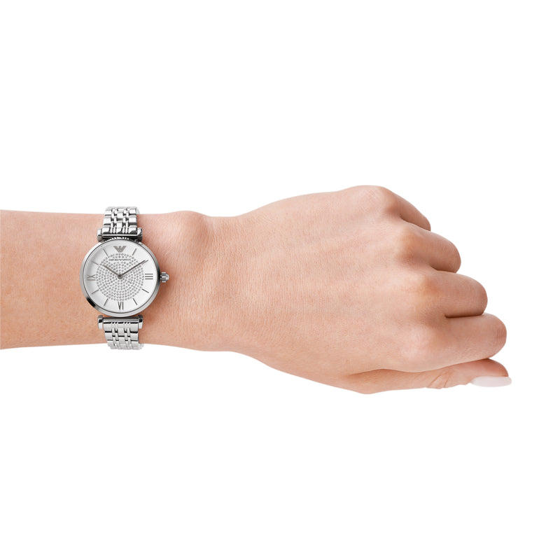 Emporio Armani Silver Glamour Stainless Steel Women's Watch AR1925