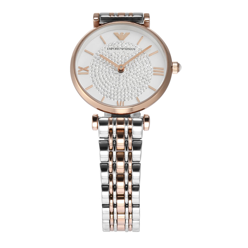 Emporio Armani Elegant Crystal Dial Two-Tone Women's Watch AR1926