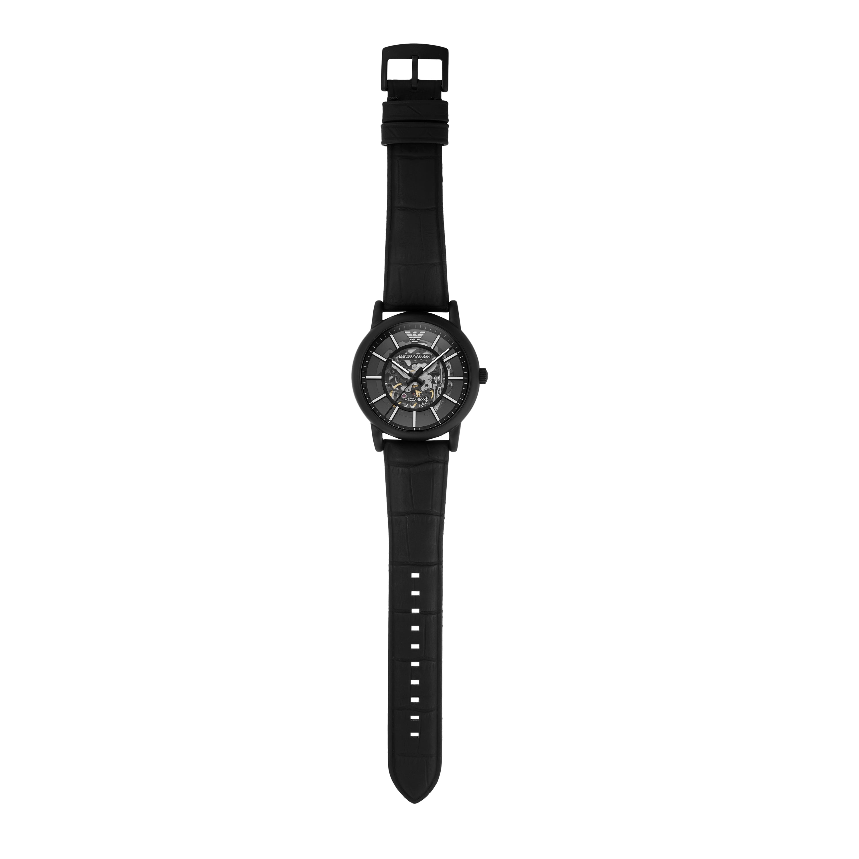 Armani Automatic Black Leather Black Dial Watch AR60008