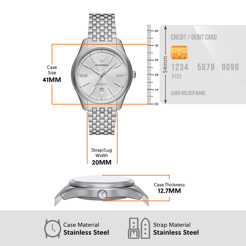 Emporio Armani メンズ 時計 シルバー Emporio Armani Men's Luxury Sunray Dial Watch Stainless
