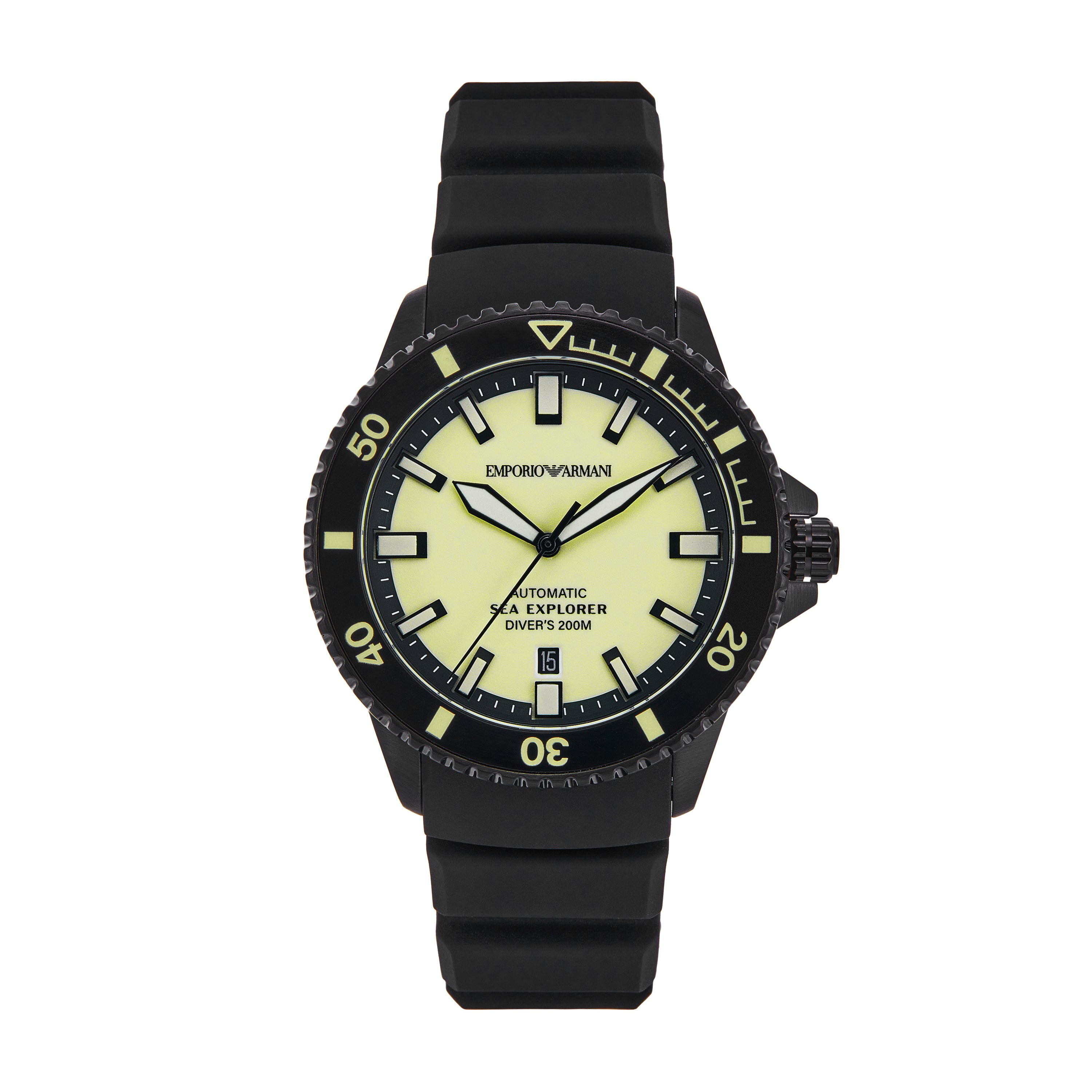 Emporio Armani Sea Explorer Black Silicone Strap Watch AR60085