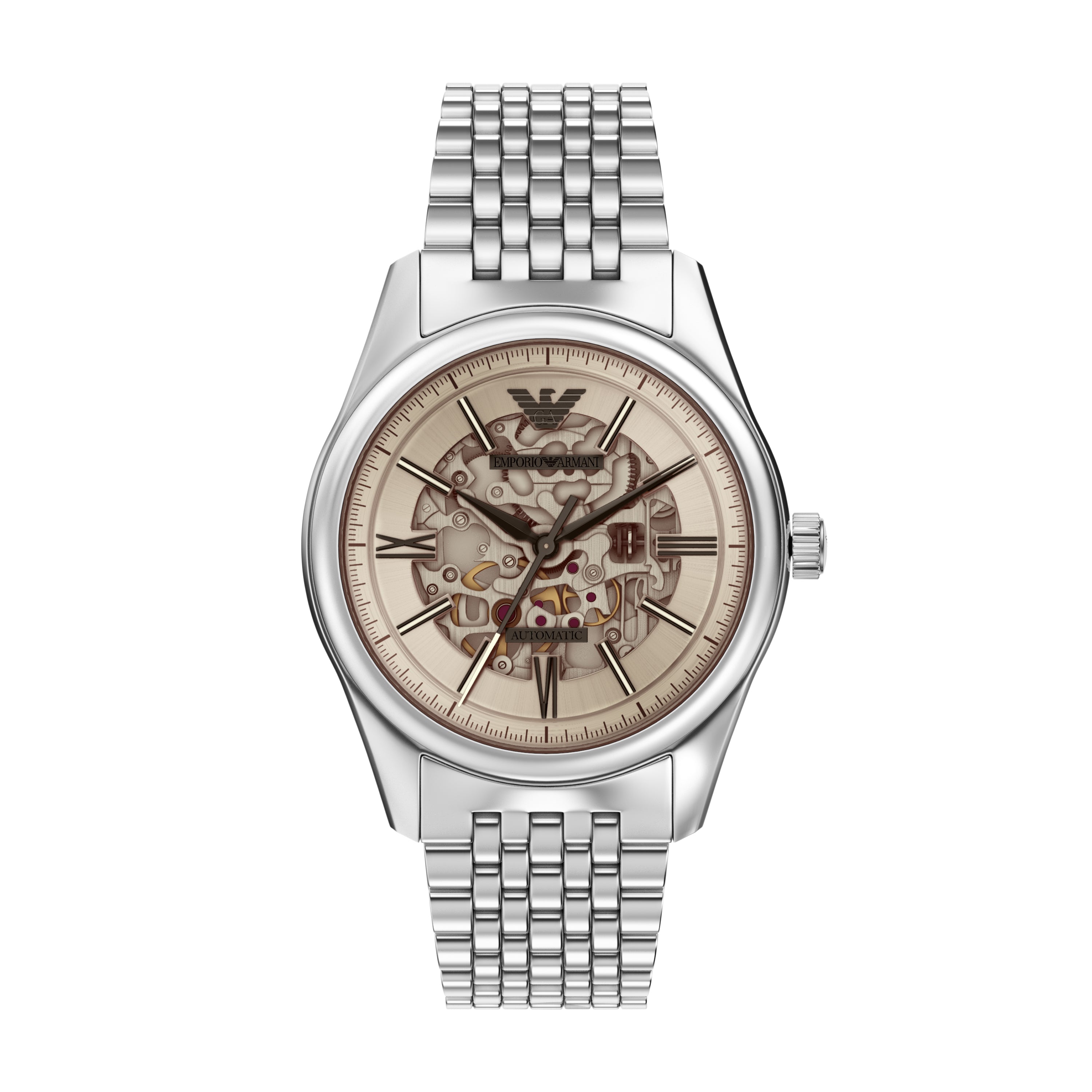 Armani Automatic Stainless Steel Beige Dial Watch AR60095