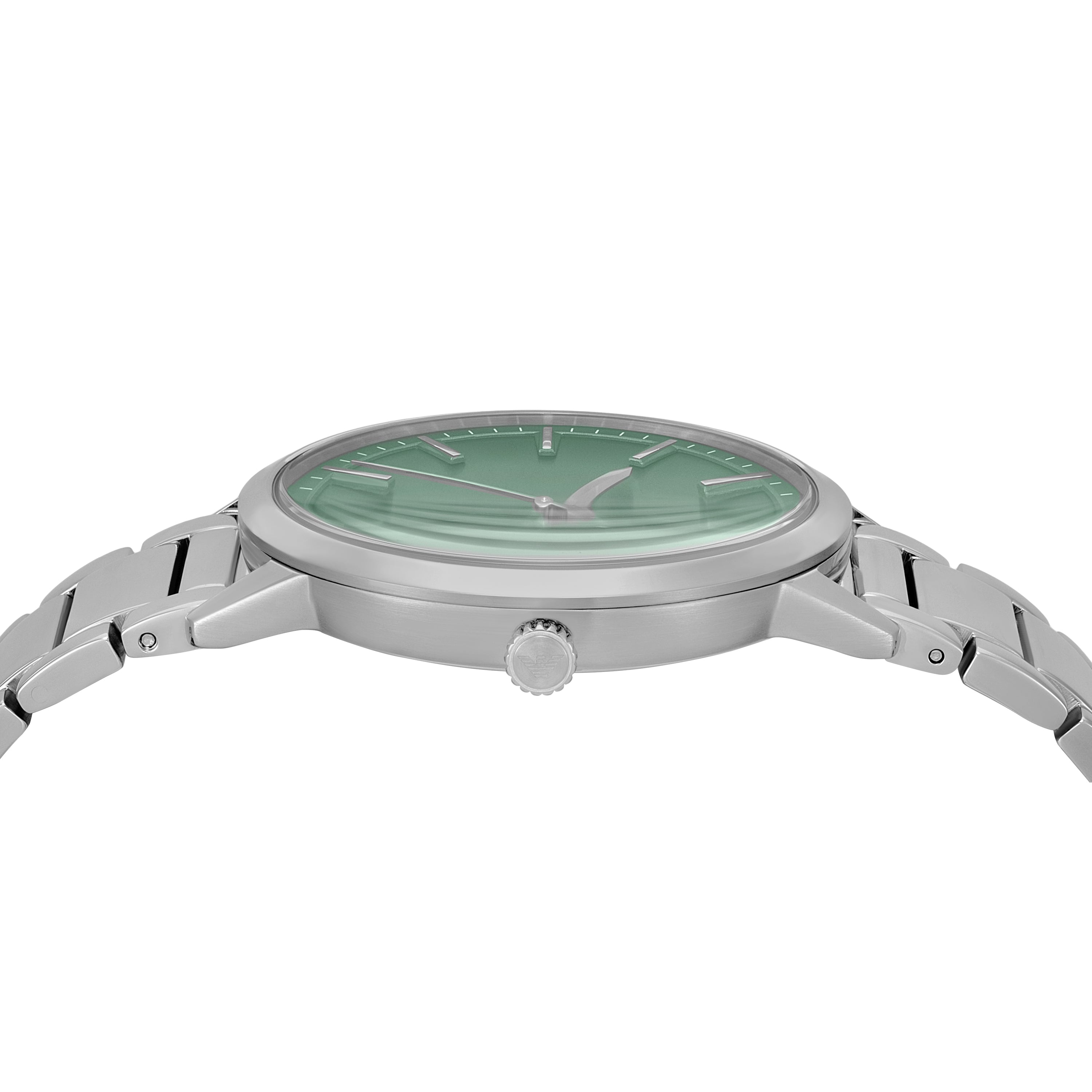 Emporio Armani Green Dial Stainless Steel Silver Watch Set AR80082SET