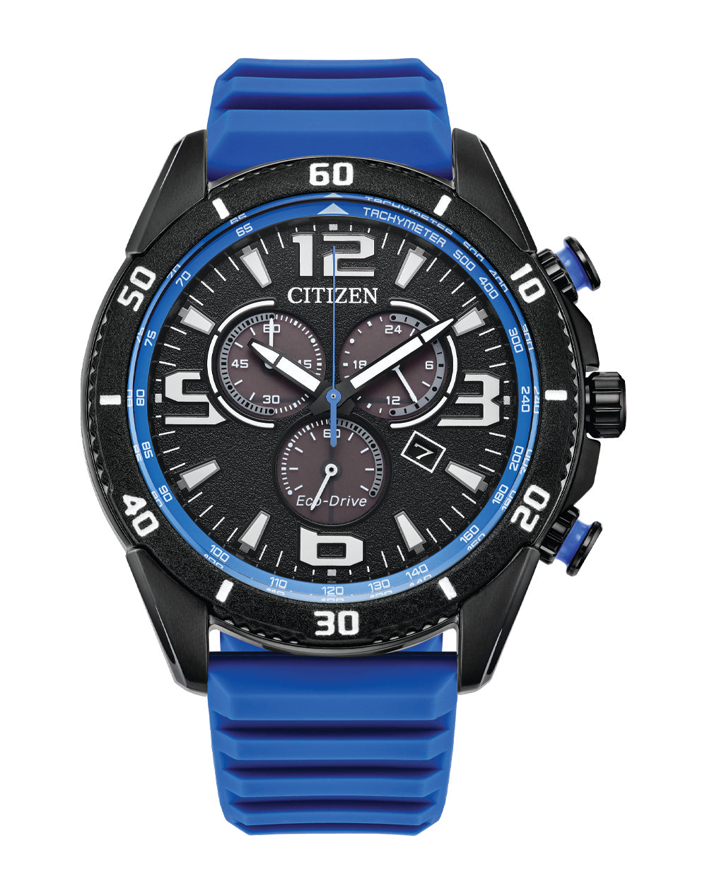 Citizen Eco-Drive Black Dial Blue Rubber Watch AT2586-05E