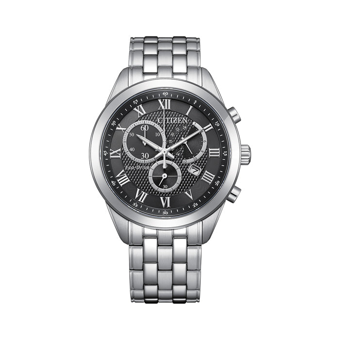 Citizen Eco-Drive AT2600-57E black dial chronograph front