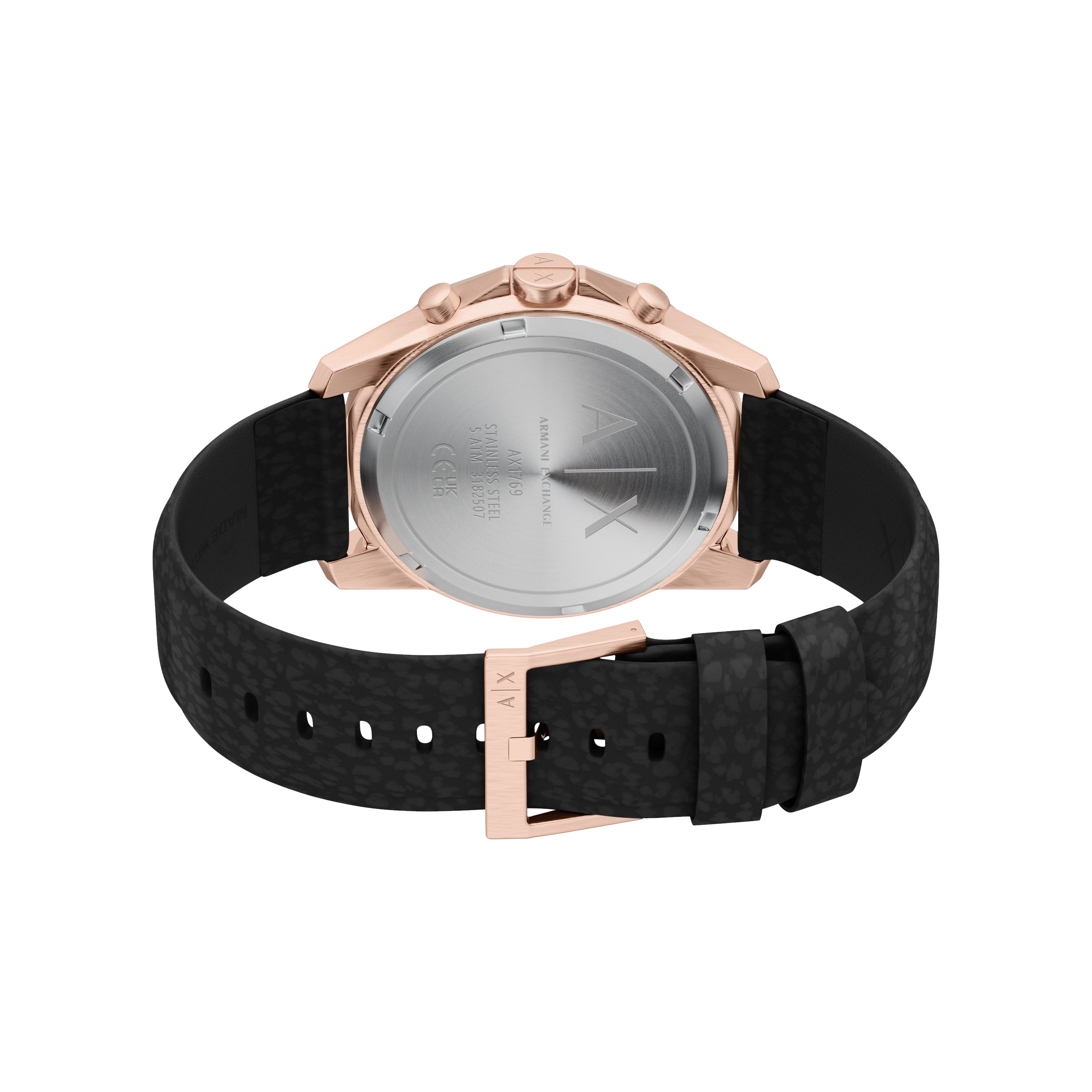 Armani Exchange Chronograph Black Rubber Band Watch AX1769