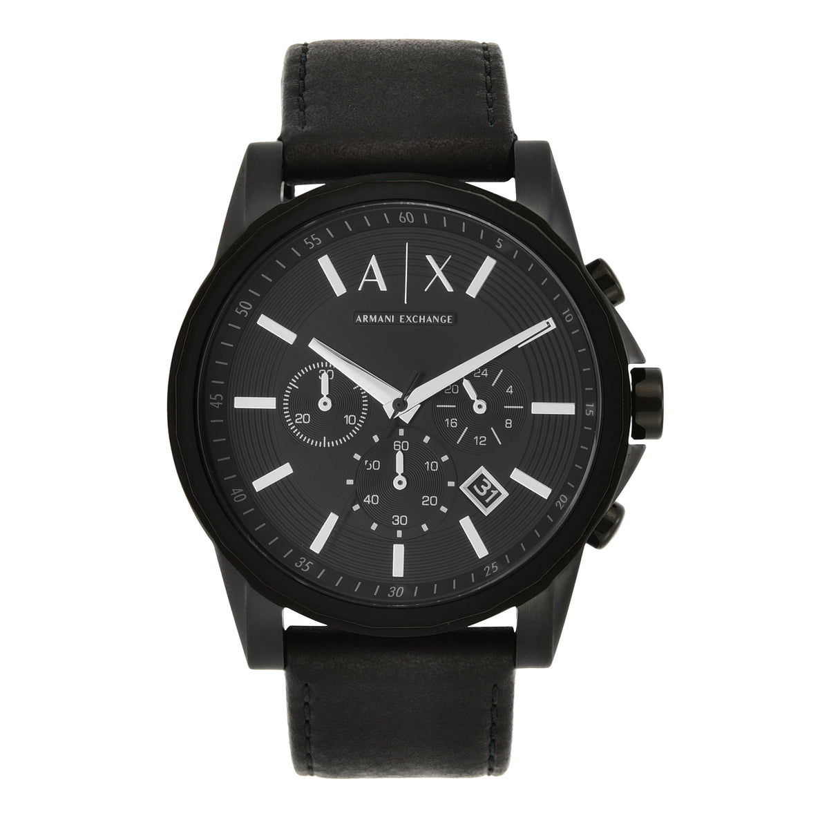 Armani Exchange  Chronograph Black Stainless Steel Leather Band Watch AX2098 Armani - Watch Direct main image 2
