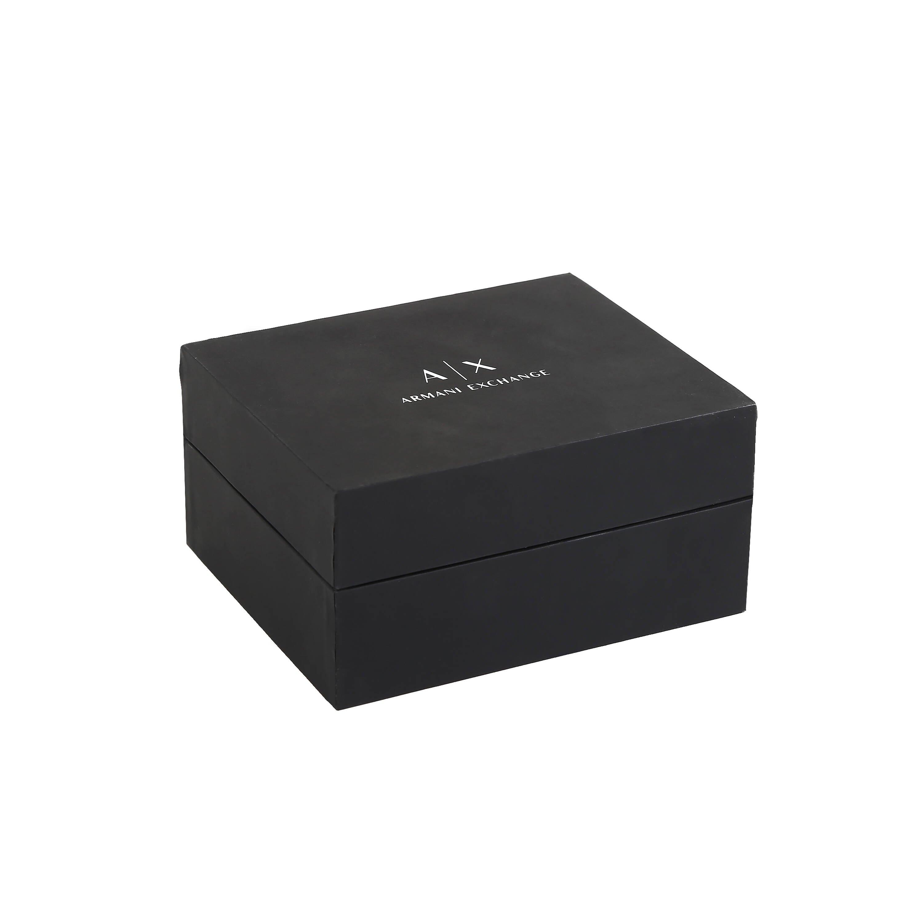 Armani Exchange Black Leather Strap Black Dial Watch AX2101
