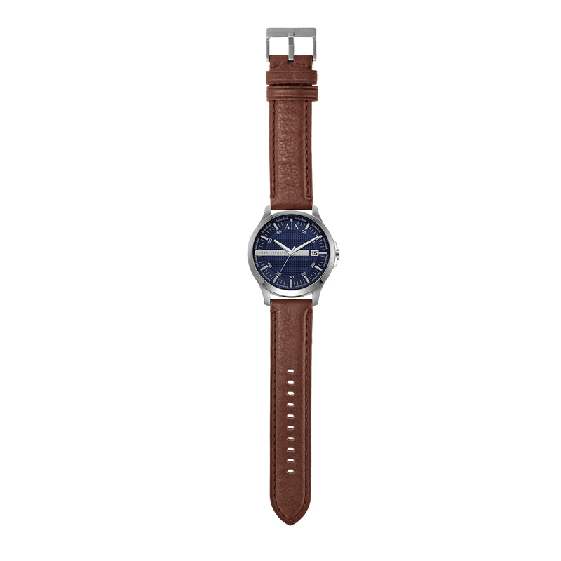 Armani Elegant Blue Dial Brown Leather Strap Watch AX2133