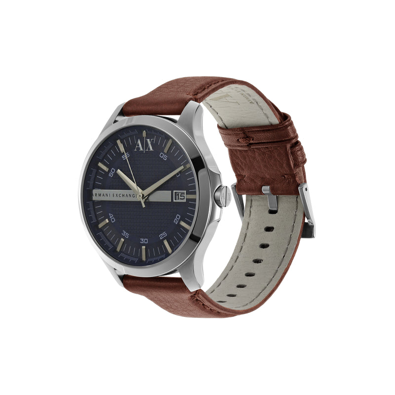 Armani Elegant Blue Dial Brown Leather Strap Watch AX2133