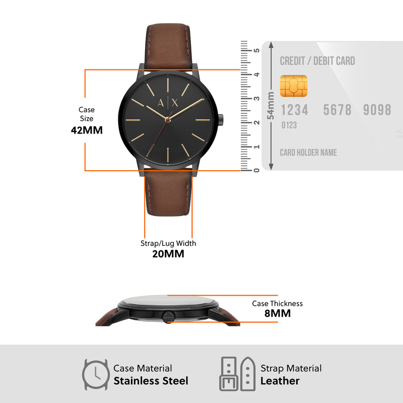 Armani Cayde Classic Brown Leather Quartz Watch AX2706