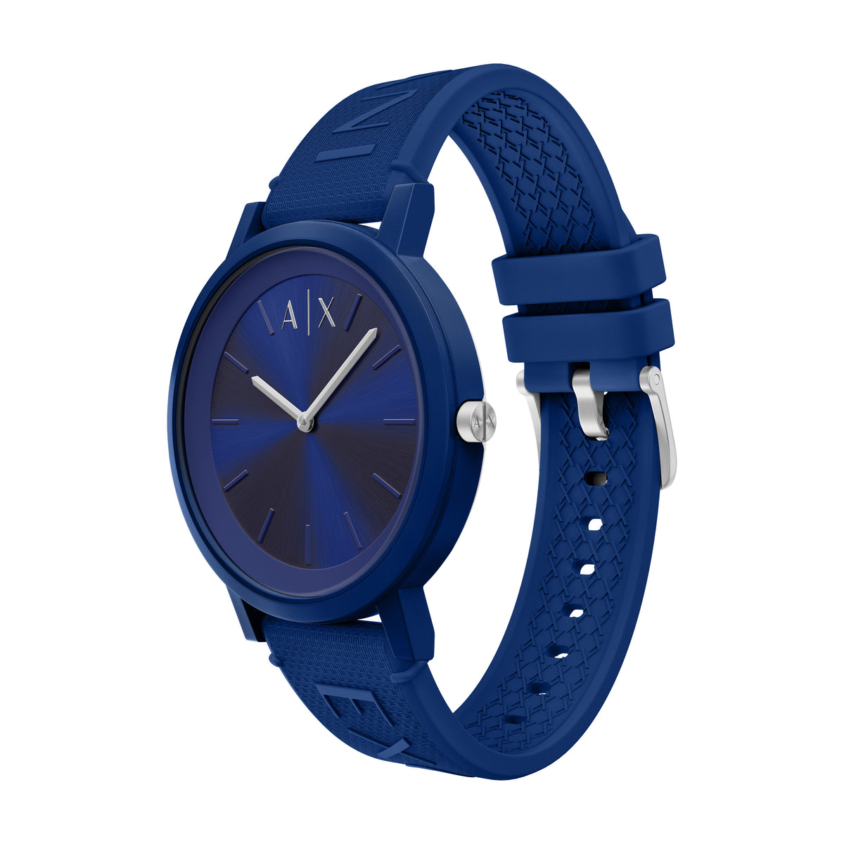 Armani Exchange Blue Silicone AX2875 angled view