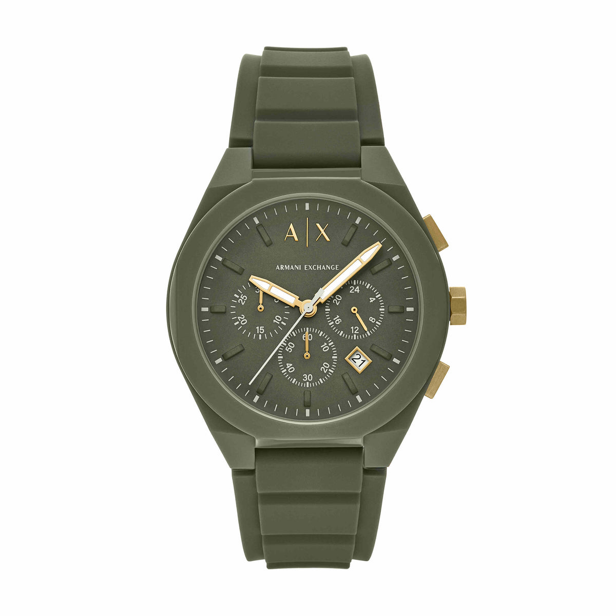 Armani Exchange unisex Chronograph Silicone Watch Armani Exchange Sync Chronograph Green Silicone Watch AX4169 main image 4