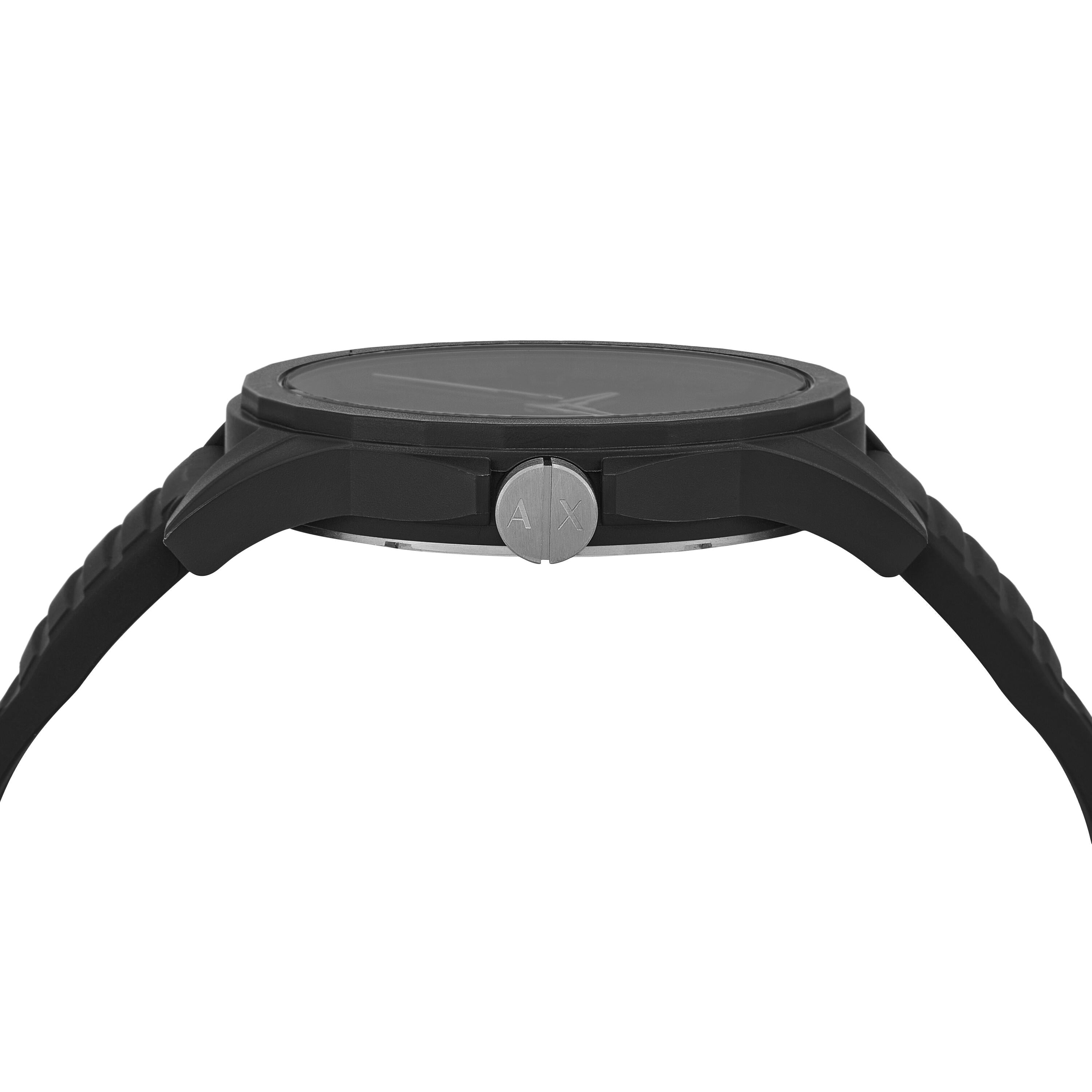 Armani Exchange Black Silicone Watch and Bracelet Set AX7159SET