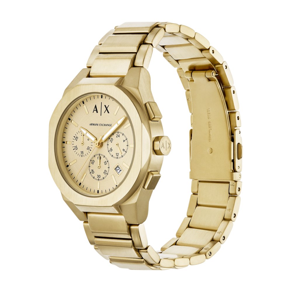 Armani Exchange Sync Chronograph Gold-Tone Stainless Steel Couples Watch Gift Set AX7171SET