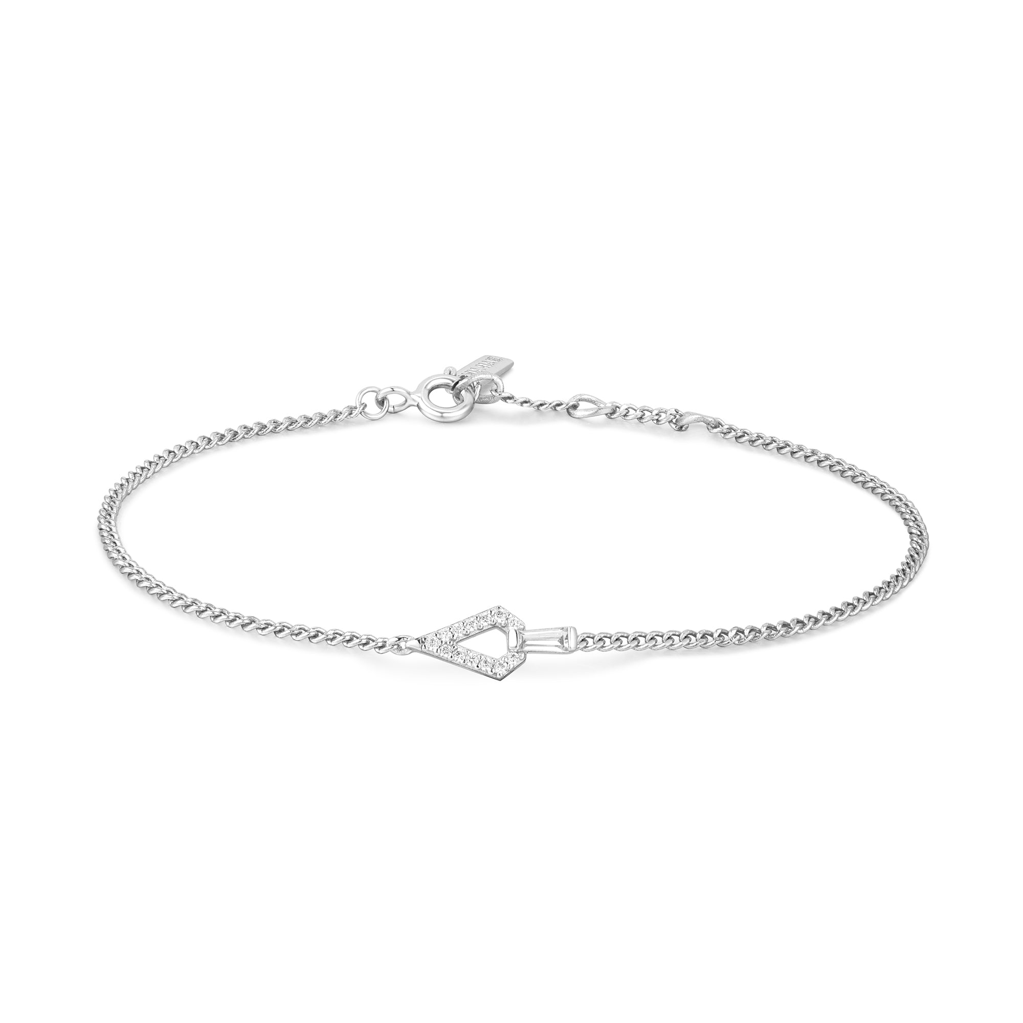 Ania Haie Silver Geometric Bracelet With Sparkling Cubic Zirconia