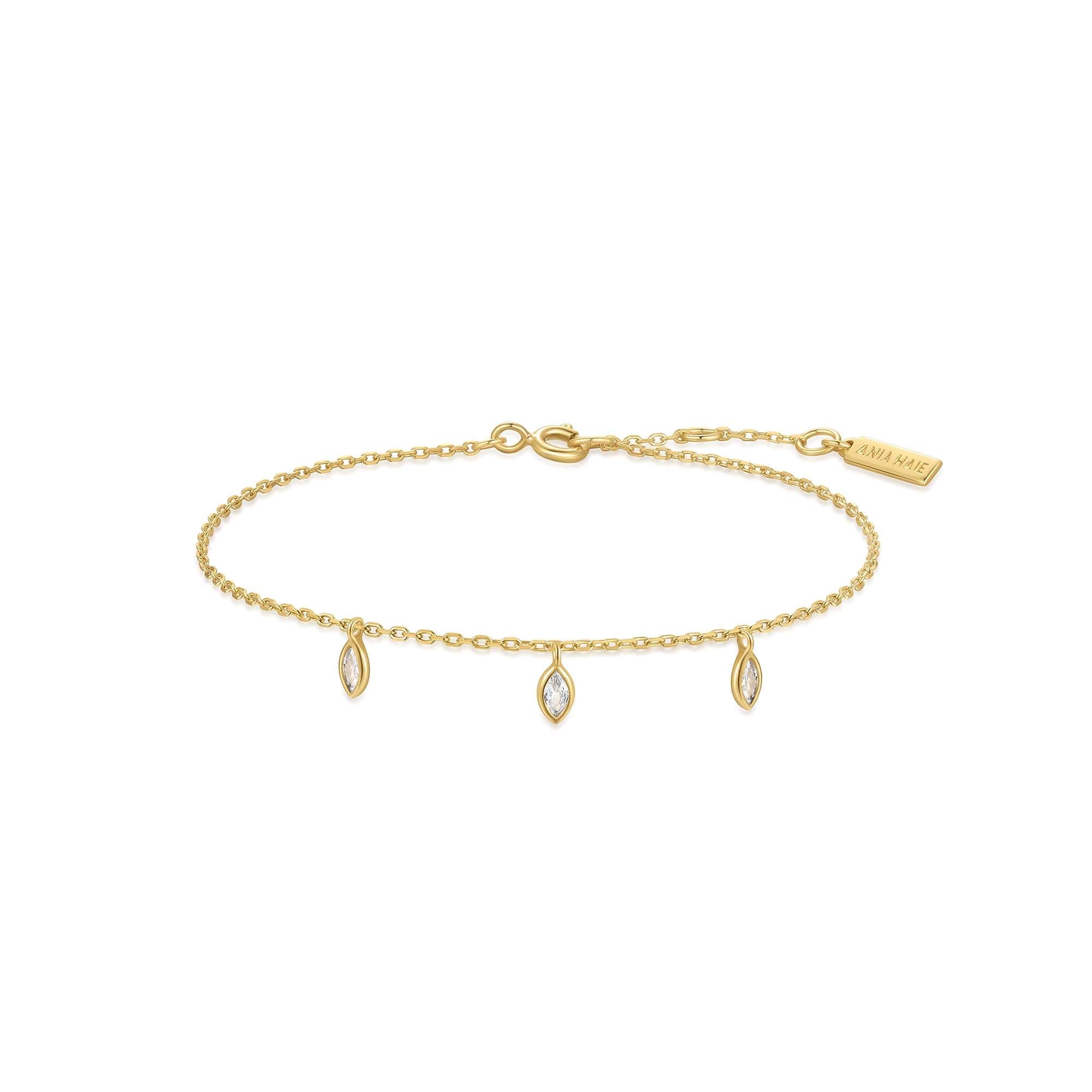 Gold Sparkling Triple Station Bracelet for Elegant Timeless Style