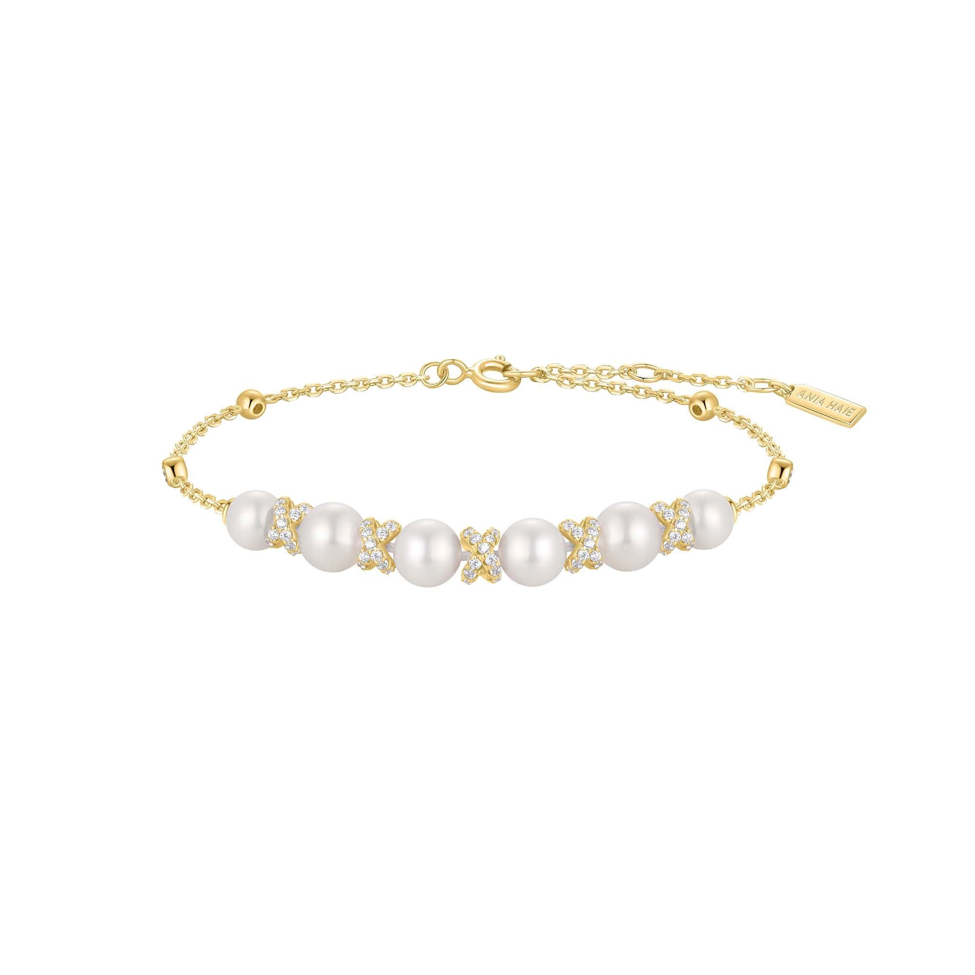 Ania Haie Gold Braided Pearl Bracelet Elegant Affordable Jewelry