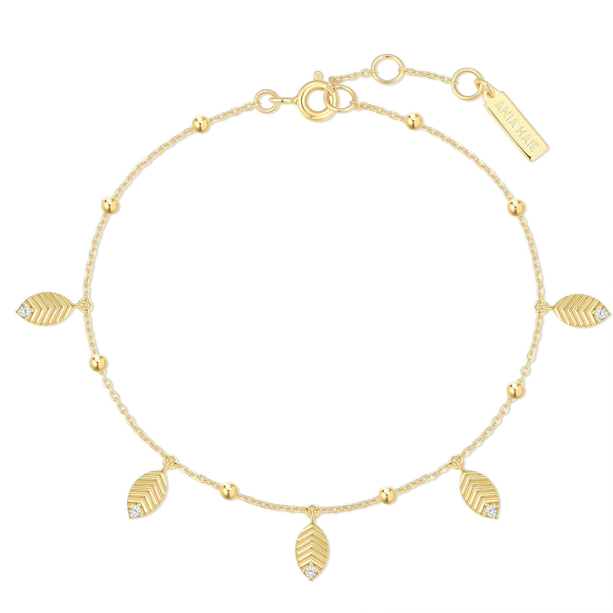 Ania Haie Gold Leaf Station Bracelet