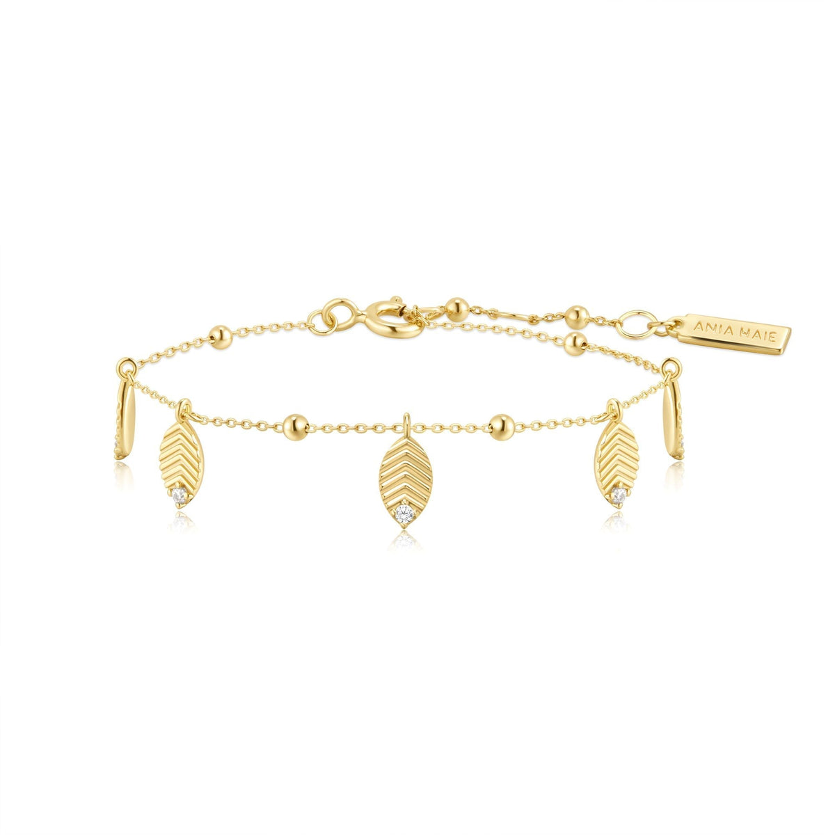 Ania Haie Gold Leaf Station Bracelet